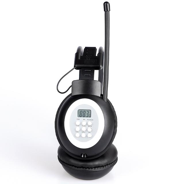 OEM Portable Radio Portatil Headset Foldable LCD Digital Display 50-108Mhz FM Radio Racing Headphone for Event Tour Guide Museum