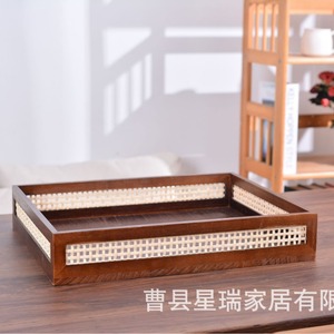 Cesta de almacenamiento de ratán rectangular marrón oscuro 45x35x15cm para organización de escritorio en la sala de estar - Product Image 4