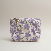 Mini porte-monnaie à imprimé floral, petit portefeuille à bouton, pochette portable pour boucles d'oreilles, cartes, rouge à lèvres pour femmes