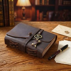Carnet de voyage moderne en cuir véritable, portable, vintage, fait main, à feuilles mobiles, journal magique pour cadeaux de bienvenue - Product Image 2