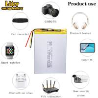 3 líneas 3,7 V 3000mAH 336085 Polímero de iones de litio/batería de iones de litio para tableta PC teléfono celular MÓVIL