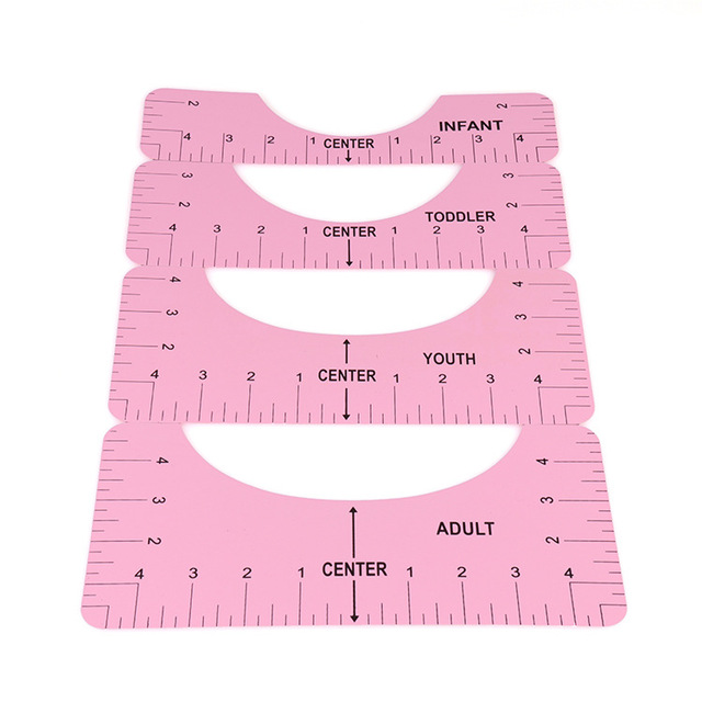 Wholesale 4 PCS DIY Portable Plastic Round Calibration Neck Sewing Alignment T Shirt Ruler with Guides