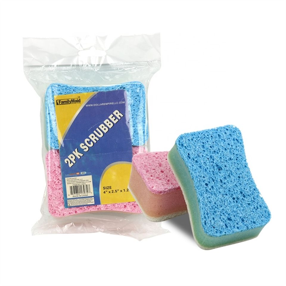 2PK Dual Sided Multi-Use Scrunge Scrub Cleaning Sponge With Scouring ...