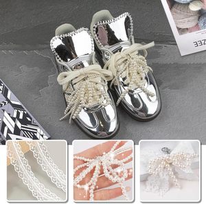 Pcs Pearls Lace Bow <b>Shoe</b> Charms For Sneakers <b>Decorations</b> Bowknot Buckle Pearl Beaded Chain Coquette Aesthetic DIY <b>Shoe</b> Lace Snea - Product Image 5