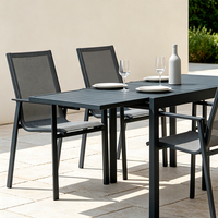 Mesa de Comedor Extensible de Aluminio para Patio HOMFUL, Diseño de Dos Piezas con Tablero de Listones, Mesa de Comedor para Exteriores