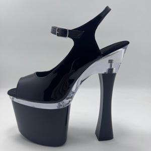 <span class=keywords><strong>Scarpe</strong></span> da Donna <span class=keywords><strong>con</strong></span> <span class=keywords><strong>Tacco</strong></span> Alto 18cm, <span class=keywords><strong>Tacco</strong></span> Grosso Esotico, Plateau Gotico in PU Nero Lucido, Sexy per Pole Dance, Open Toe, Moda da Cerimonia - Product Image 5