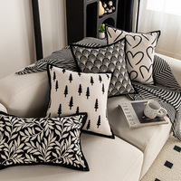Housse de coussin carrée minimaliste moderne pour hôtel, noir et blanc, pour canapé, coussin décoratif de luxe léger