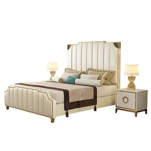 <span class=keywords><strong>Letto</strong></span> di Lusso con Testiera Dorata, Set di Mobili per Camera da <span class=keywords><strong>Letto</strong></span>, Stile Europeo Moderno in Pelle, <span class=keywords><strong>Letto</strong></span> <span class=keywords><strong>Matrimoniale</strong></span> King Size e Queen Size in Morbida Pelle - Product Image 6