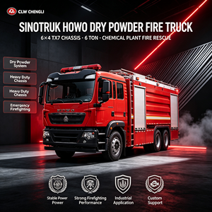 Camion de pompiers à poudre sèche de 6 tonnes, robuste, châssis Sinotruk Howo TX7 6x4, pour la lutte contre les incendies dans les usines chimiques industrielles, à vendre - Product Image 1