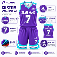 Produsen Grosir Set Jersey Basket Kustom Sublimasi Bernapas Tahan Lama dengan Hiasan Bintang Pakaian Tim Tanpa Lengan