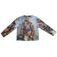 Pull en tissu tissé à manches longues Michael Basketball avec motif vintage de basket-ball, pull personnalisé pour homme