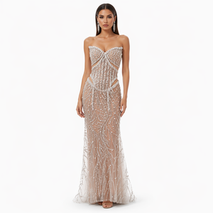 Vestido <span class=keywords><strong>de</strong></span> Fiesta Moderno y Elegante con Cuentas <span class=keywords><strong>de</strong></span> Perlas, sin Tirantes, Corte Sirena, <span class=keywords><strong>de</strong></span> Lujo, para Mujer, Anfitriona <span class=keywords><strong>de</strong></span> Banquetes, Vestido <span class=keywords><strong>de</strong></span> Noche - Product Image 6