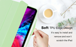 Étui rigide en acrylique PU pliable pour iPad Pro 12,9 pouces (3e/4e/5e/6e <span class=keywords><strong>génération</strong></span>) – Ultra fin, transparent, anti-jaunissement, avec emplacement pour stylet et fonction Smart Sleep/Wake - Product Image 3