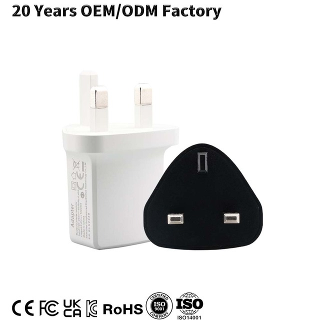 Wholesale OEM LOGO UK Plug Portable Electric USB Wall Charger 5V 2A/1A Fireproof Power Adapter for Laptop