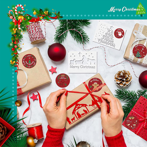 Self Adhesive Stickers Cartoon Christmas Themed Gift <b>Labels</b> Packaging Sealing Handmade Waterproof Custom Kraft Paper - Product Image 2