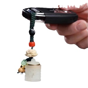 Luminous Stone Hollow Lotus Keychain <b>Car</b> <b>Ornament</b> Portable Chinese Style Gift for Women - Product Image 5