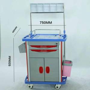 Chariot médical d'urgence à 5 tiroirs, construction en acier inoxydable, roues silencieuses pour ambulance, salle <span class=keywords><strong>de</strong></span> <span class=keywords><strong>maternité</strong></span>, clinique - Product Image 3