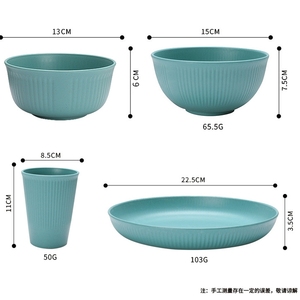New arrivals trẻ em ăn uống Bộ đồ ăn Bát Đĩa cup <span class=keywords><strong>Set</strong></span> món quà lúa mì cuống trái cây Bát salad tấm <span class=keywords><strong>Set</strong></span> - Product Image 5