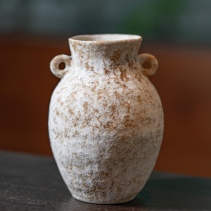 Vintage Ceramic Decorative Vase <strong>Pottery</strong> Rustic <strong>Cottage</strong> Vase Home Decor White Vase Suitable for Dining Table Living Room Bathroom - Product Image 2