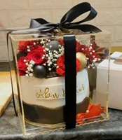 Boîte à gâteau transparente en acrylique pour mariages et anniversaires, rose clair, personnalisable, avec ruban, coupe de ruban, ignifuge