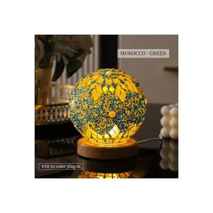 Lampe de table de style turc avec mosaïque en verre, veilleuse bohème, boule décorative d'inspiration marocaine pour chambre à coucher - Product Image 4