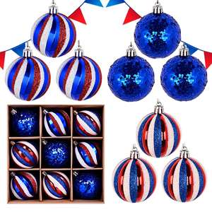 Boules décoratives suspendues personnalisées XM0122D, faites à la main, en plastique moderne, 2 couleurs, pour la fête de l'Indépendance et Noël, directement de l'usine - Product Image 1