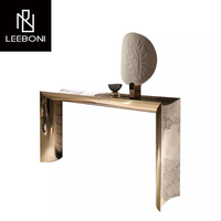 Table de console d'acier inoxydable de meubles d'entrée de lobby de conception nordique de vente chaude avec le dessus de marbre