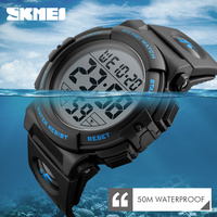 Promo Panas SKMEI 1258 Jam Tangan Sport Digital LED 50mm Casing PC Dial Resin Tahan Air Alarm Stopwatch