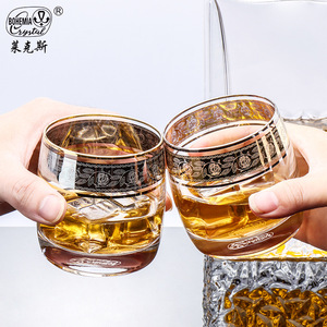 Bohemia Crystal Whiskey Glasses 201-300ml Gold Plated Thick Bottom For Spirits Party Use - Product Image 4
