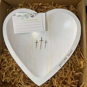Wowei nouveau coeur en forme de croix en bois religieux prière pâte bol décor à la maison cadeaux chrétiens bougies pâques vaisselle promotionnelle - Product Image 6