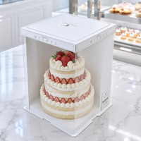 Boîte cadeau transparente en PET pour gâteaux avec panneau arrière en carton blanc, boîte d'emballage transparente de qualité alimentaire pour pâtisseries, vente en gros