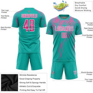 Conjunto de Camisetas de Fútbol Personalizadas, Uniformes Sublimados que Absorben la Humedad, 100% Poliéster, Manga Corta, Cuello Redondo, Unisex para Hombre y Mujer - Product Image 3