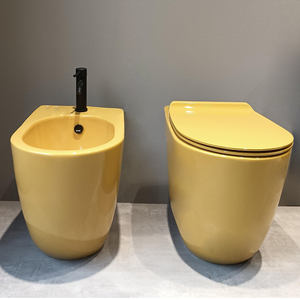 Inodoro <span class=keywords><strong>WC</strong></span>-bide <span class=keywords><strong>Bidet</strong></span> Bloom de cerámica <span class=keywords><strong>con</strong></span> asiento sanitario de cierre suave, color <span class=keywords><strong>Wc</strong></span> mare, suspendido sin brida, juego de inodoros de suelo, inodoro de pared, inodoro <span class=keywords><strong>con</strong></span> cierre de agua - Product Image 1