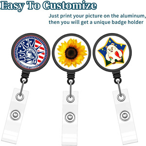 Cross-border hot-selling round blank heat transfer retractable easy-pull <b>buckle</b> aluminum plate self-printing sublimation badge - Product Image 4