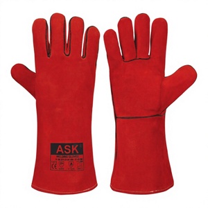 EN 388 EN 420 EN 407 Gants de soudage en cuir à poignées hautes Tig Mig Gants de soudage résistants à la chaleur Meilleurs gants de soudage rouges - Product Image 1
