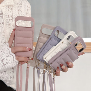 Funda de teléfono de lujo Litchi PU Leather <span class=keywords><strong>the</strong></span> <span class=keywords><strong>Puffer</strong></span> Wallet para Google Pixel 6 7 8 9 Pro 6A 7A 8A Card Money Slots Hanging Rope Cover - Product Image 2