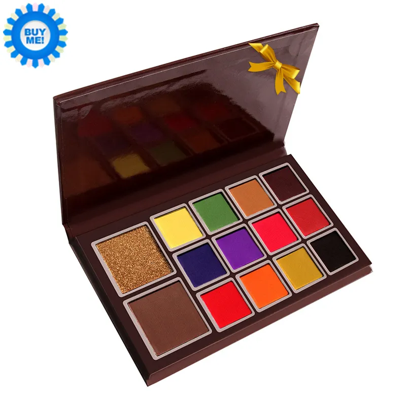 Paleta de sombra de ojos personalizada, Cosméticos de lujo, sin etiqueta, 14 colores, negro, dorado