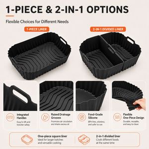 LA Eco Friendly Silicone <b>Air</b> <b>Fryer</b> Basket Liner 2 in 1 Divided <b>Tray</b> Dishwasher Safe Food Grade Certified Safe Wholesale OEM ODM - Product Image 2