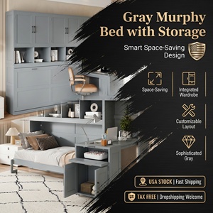 [Stock en EE. UU.] Cama Murphy Tamaño Individual con Armario, Cajones y Escritorio, Envío Rápido desde Almacén en EE. UU., Dropshipping Disponible - Product Image 3