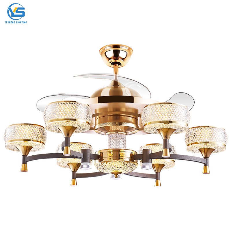 Y373 Retractable Ceiling Fan Light 42 Inch White Black Decorative Ceiling Fan Light Home 4 Blades Fan Lamps Best Ceiling Fan Man