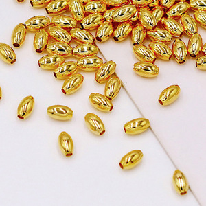 18K Gold Plated Copper Seed Beads Oval Spacer Beads For DIY Bracelet Jewelry Findings - Product Image 2