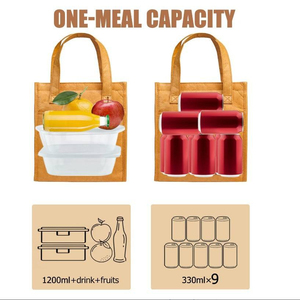 Bolsa de Almuerzo Reutilizable Aislada Premium Ecológica para Papel con Bolsillo Lateral, Minimalismo Moderno para Comer en la Oficina - Product Image 4