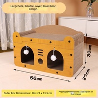 Nouveau grattoir pour chat intégré avec nid, style japonais, en panneau de densité et carton ondulé, utilisable toute l'année, pour salon, sans déversement.