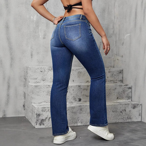 Women's Dark Blue High <b>Elasticity</b> Straight Leg <b>Jeans</b> Medium Stretch Crouching Waist Japanese Korean Leisure Style Europe - Product Image 4