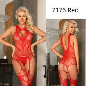 Mesh Stockings Lingerie See-through Hot Girl Lace Wearing Thong Spandex Seamless Mature Women Sexy Erotic Lingerie Bodysuit