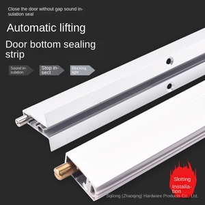 Accesorios de puerta de elevación automática de <span class=keywords><strong>Hotel</strong></span> moderno, tira de sellado inferior para aislamiento acústico a prueba de viento, puerta de madera de aleación de aluminio - Product Image 4