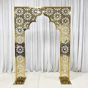 Exquisite Ramadan Carving Wedding Metal Arch <b>Stand</b> Mirror Gold <b>Backdrop</b> Frame Sets for Ramadan Festival Event Decor - Product Image 4