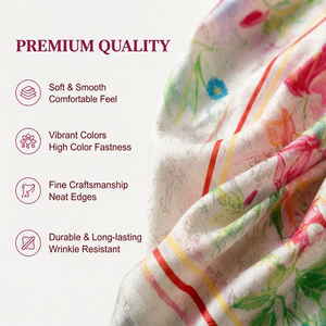 Custom Printed <b>Square</b> <b>Scarf</b> <b>Silk</b> Feel Fashion Head <b>Scarf</b> Neck Hair <b>Scarf</b> Personalized Floral Design OEM ODM Manufacturer - Product Image 3