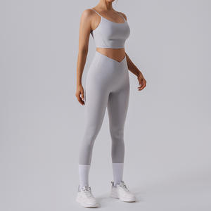 2025 da donna per allenamento con reggiseno sportivo da donna, pantaloncini da ginnastica a vita incrociata, Push Up, giacche con cerniera, Yoga, abbigliamento Fitness - Product Image 6