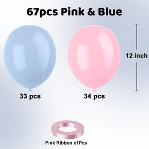 67PCS 12 Inch Pastel Pink Blue Gender Reveal Balloons for Boy or Girl Gender Reveal Party <b>Decorations</b> <b>Anniversary</b> Latex Balloon - Product Image 2